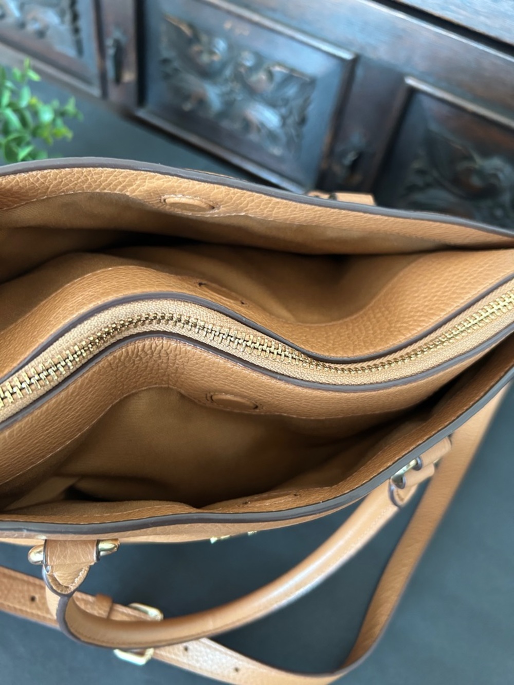 COACH Mia Pebbled Leather Satchel with Gold Hardware and Detachable Strap - Picture 9 of 16